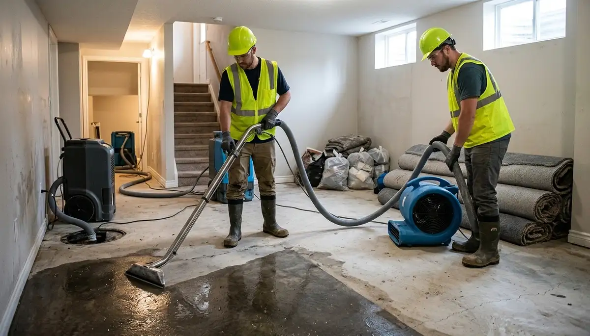 Basement flood cleanup in St. Paul, MN for water-damaged homes after snowmelt and heavy rain