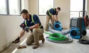 Structural drying equipment for water damage in a St. Paul, MN home to dry walls, floors, and framing