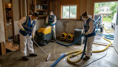 Water damage restoration team in St. Paul, MN providing emergency water removal and cleanup